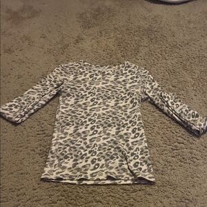 Aerie Gray Leopard Print Long Sleeve Top